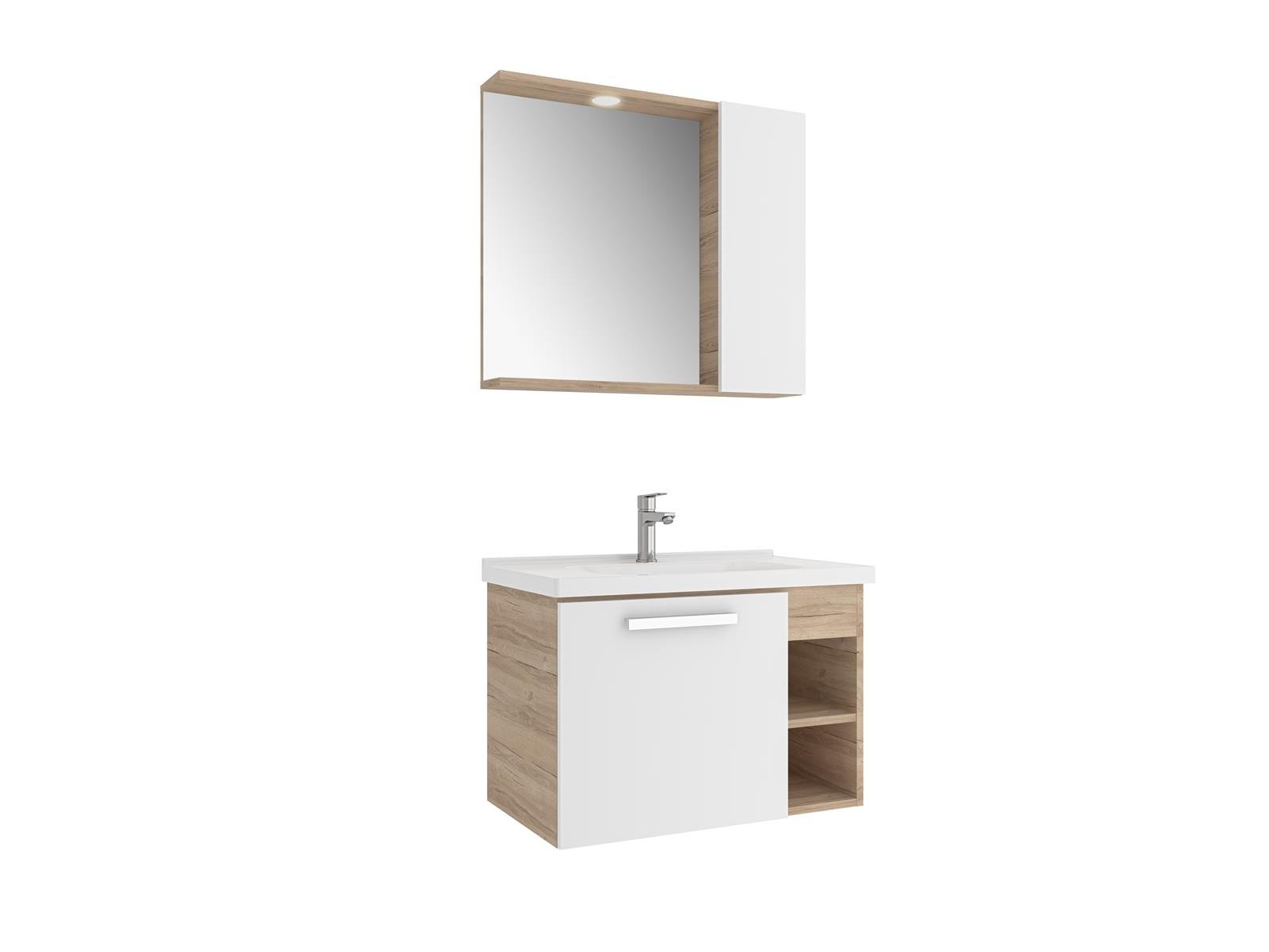 Mare 80 Cm Set Beyaz/Mese (Lavabo+Lavabo Dolabı+Yarım Dolaplı Ayna) 610100201192