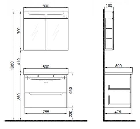 Casılla 80 Cm takım  Banyo Dolabı Satın Grı 610100201231
