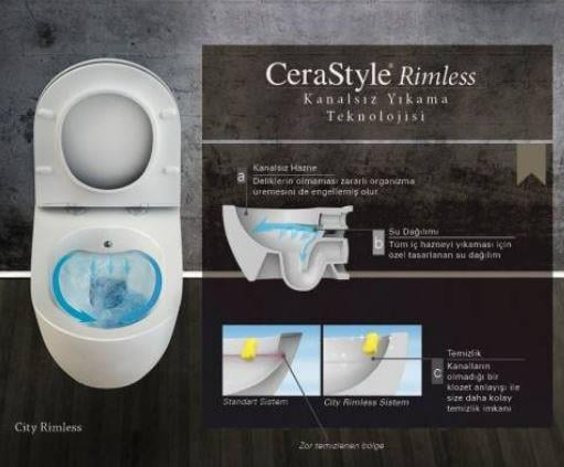 Cıty Rımless Asma Klozet+Yavas Kapak Mat Antrasıt 7T0191-97.09