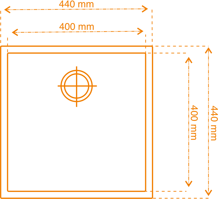 Gradde Antrasit Tek Göz 40X40 Cm T.Altı,Üstü,Sıfır Granit Evye Gr40 GR40ANT