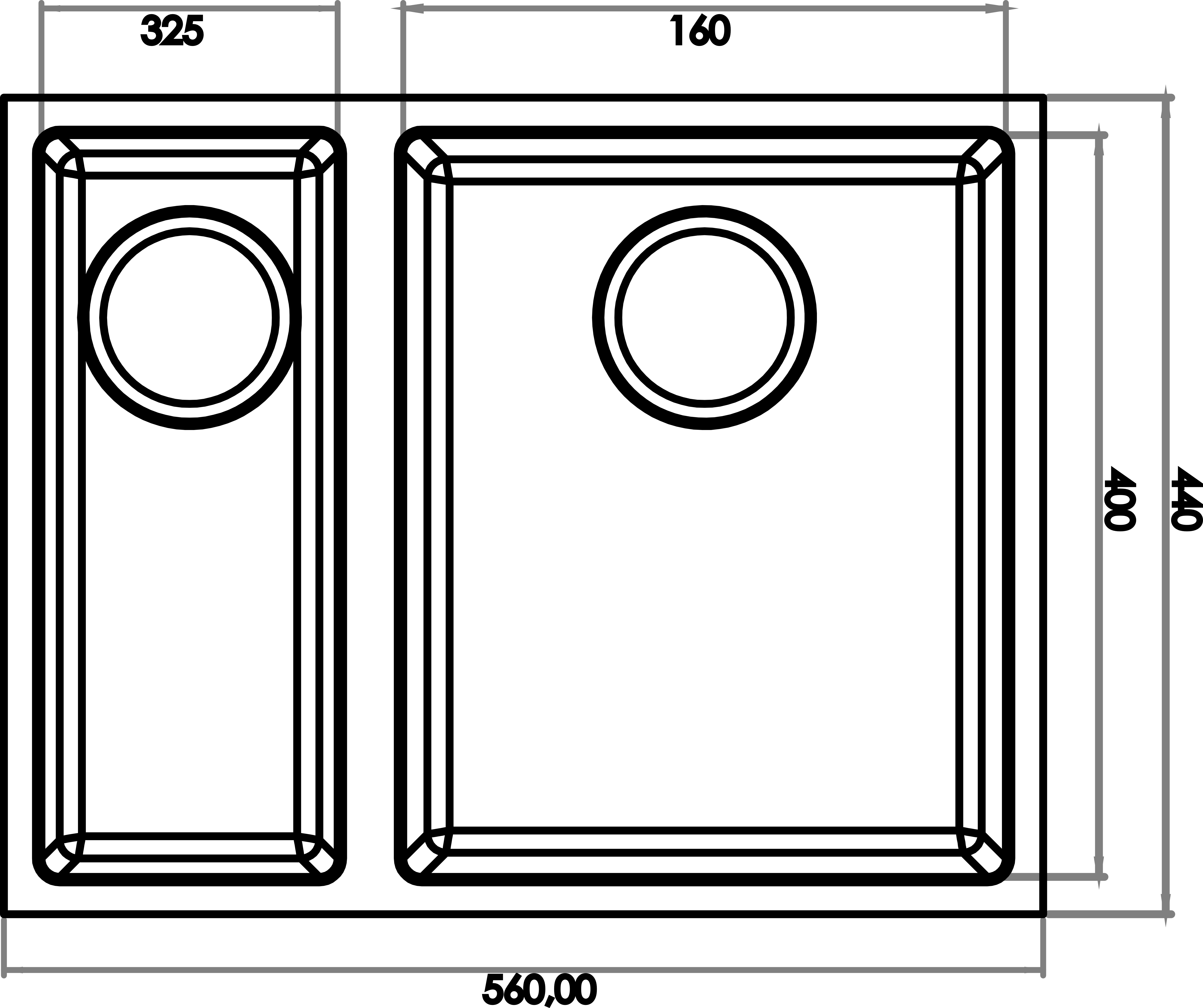 Gradde Antrasıt 1.5 Goz Granıt Evye 44x56 Cm Gr5615 GR5615ANT