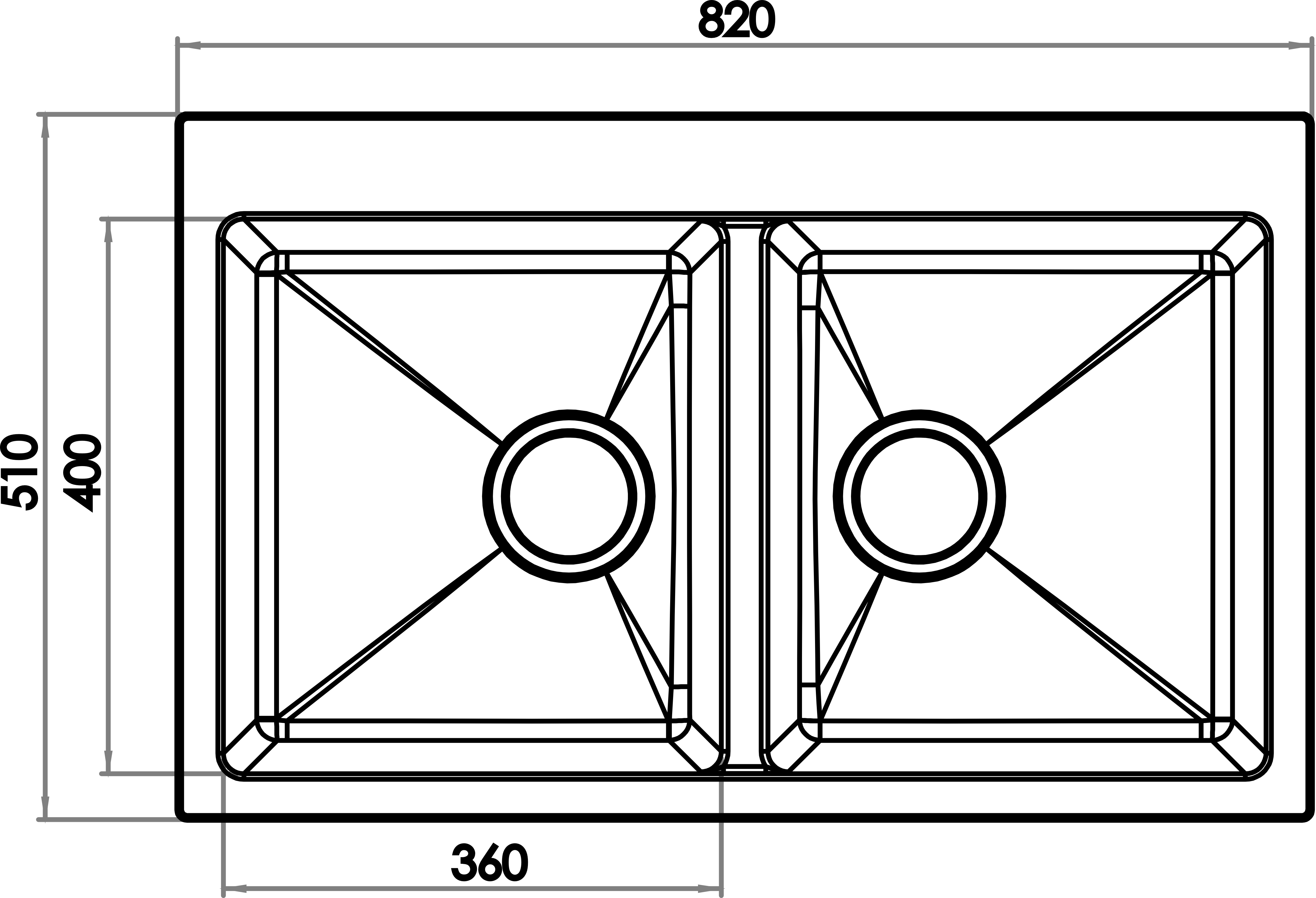 Gradde Sıyah Çıft Goz Granıt Evye 51x82 Gr815 GR815SYH