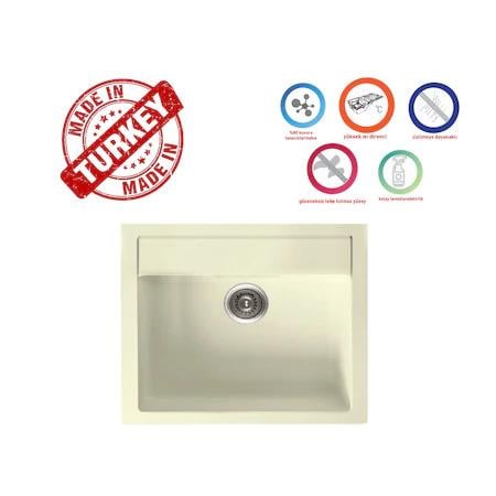 Gradde Krem 51*56 Tek Goz Granıt Eviye GR-56KREM