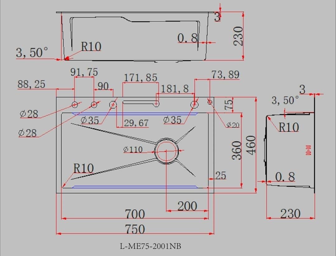 Lena Nano Black-Siyah Mutfak Evye Seti(Batarya Dahil) L-ME75-2001NB