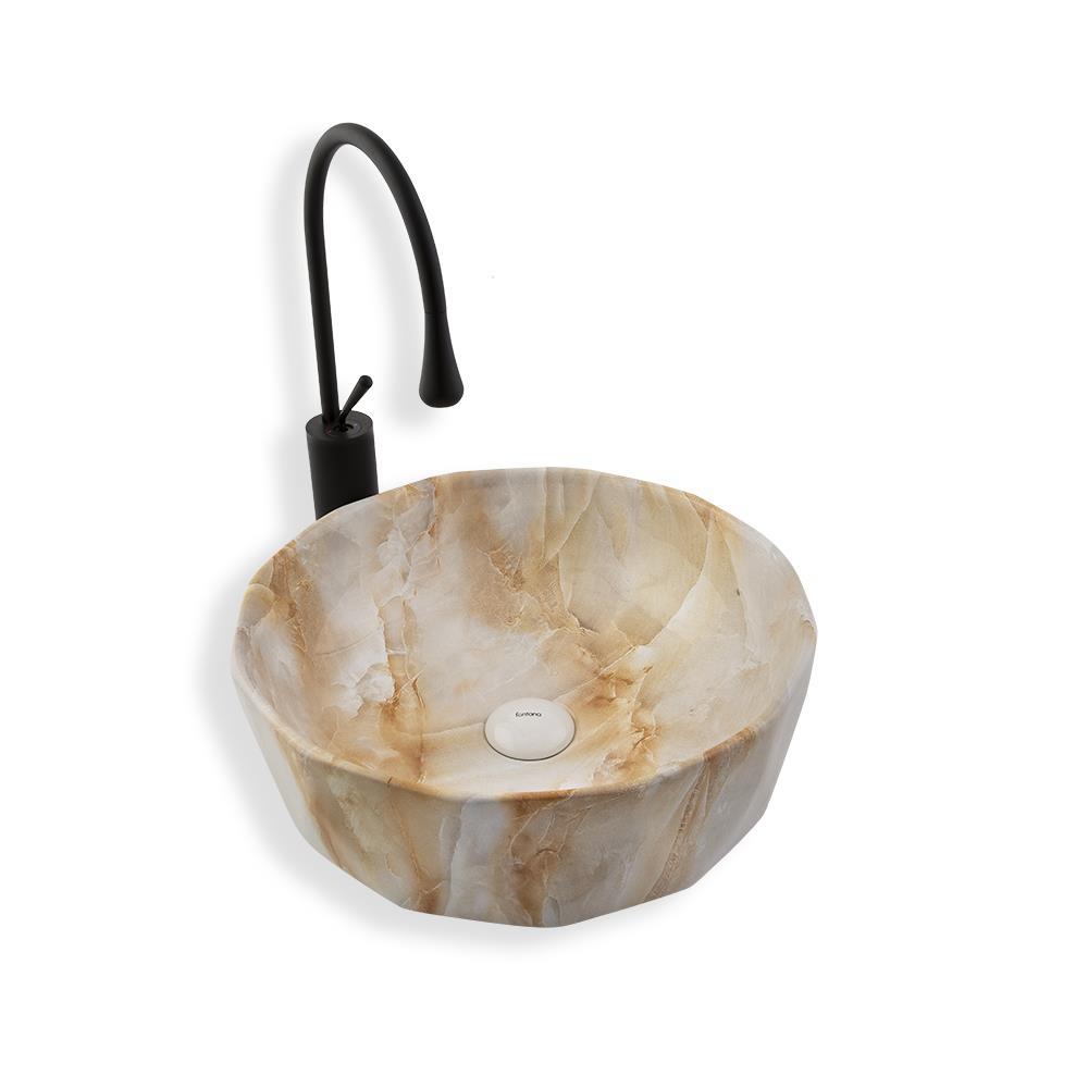 Lena Tezgah Üstü Lavabo Bej Mermer E-2110M2 E-2110M2