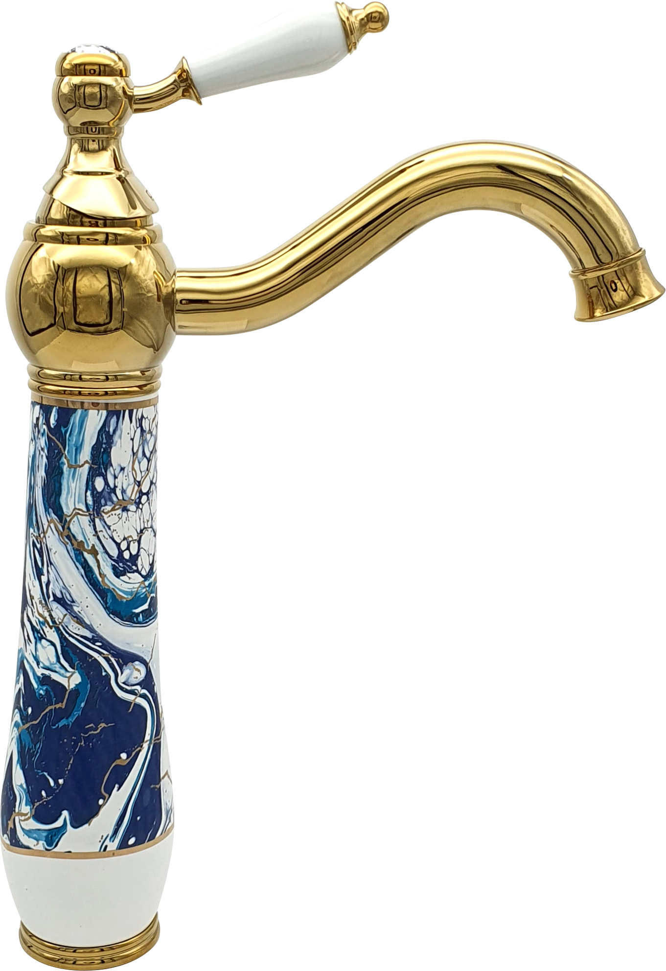 Pure Ebru Mavi Altın Tezgah Üstü Çanak Lavabo Armatürü Wg-131 WG-131