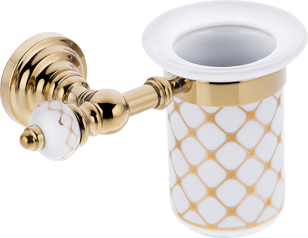 Pure Geometrik Beyaz Altın / Pvd Gold Montajlı Diş Fırçalık Aks-113 AKS-113