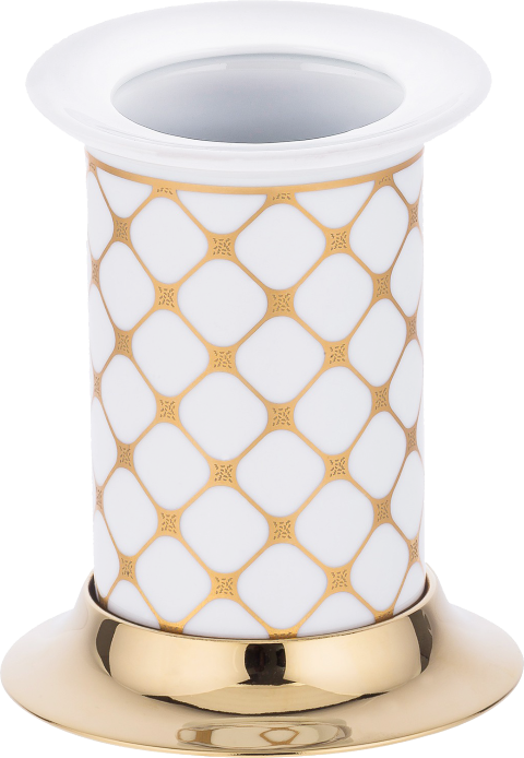 Pure Geometrik Beyaz Altın / Pvd Gold takım Üstü Diş Fırçalık Aks-112 AKS-112