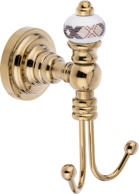 Pure Geometrik Ekose / Pvd Gold İkili Askılık Aks-405 AKS-405