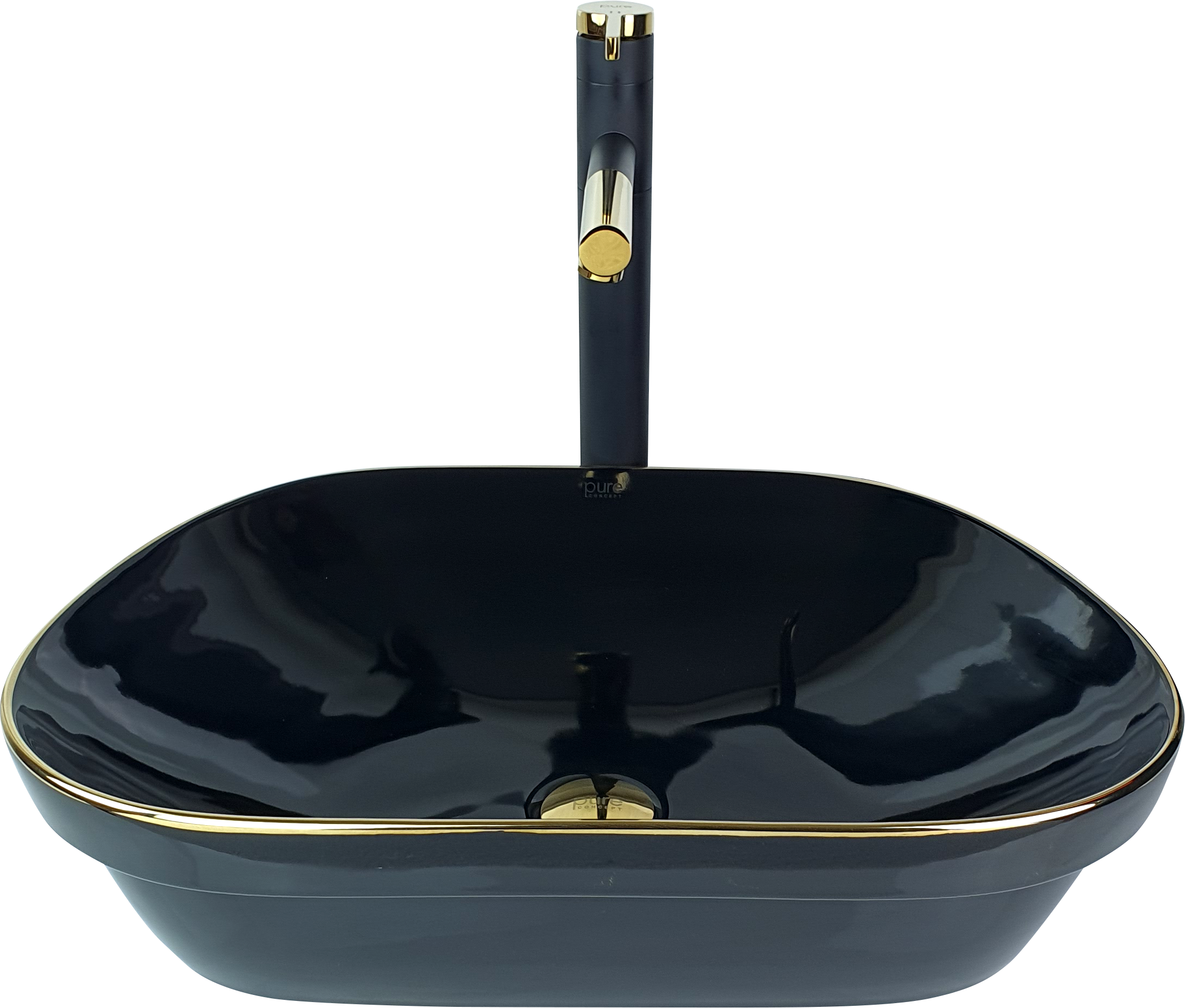 Pure Siyah Gold Line Tezgahüstü Çanak Lavabo Bg-307 BG-307