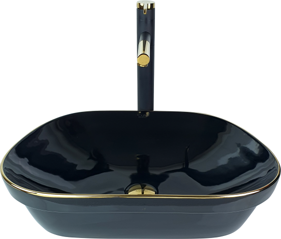 Pure Siyah Gold Line Tezgahüstü Çanak Lavabo Bg-307 BG-307