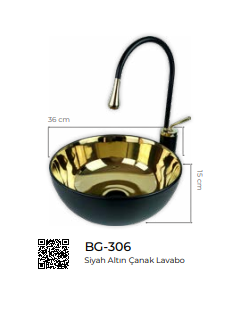 Pure Siyah Gold Tezgah Üstü Çanak Lavabo Bg-306 BG-306