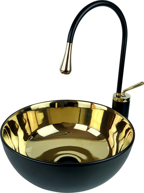 Pure Siyah Gold Tezgah Üstü Çanak Lavabo Bg-306 BG-306