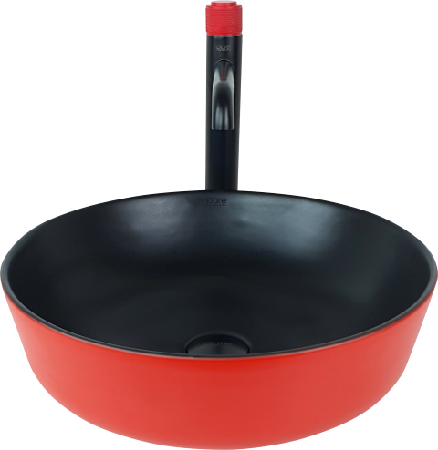 Pure Siyah Kırmızı Tezgah Üstü Çanak Lavabo Br-102 BR-102