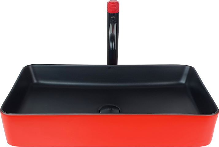 Pure Siyah Kırmızı Tezgah Üstü Dikdörtgen Çanak Lavabo Br-101 BR-101