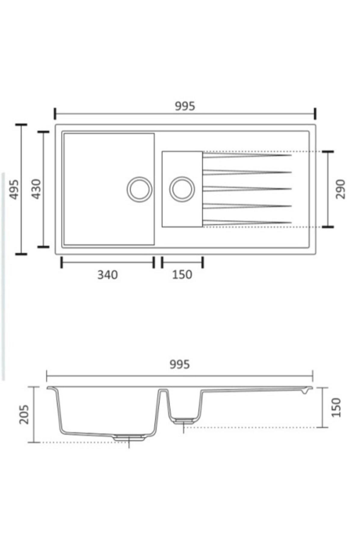Vinox Antrasit 1,5 Göz Granit Eviye 50X100 Cm Vx-002 VX-002ANT