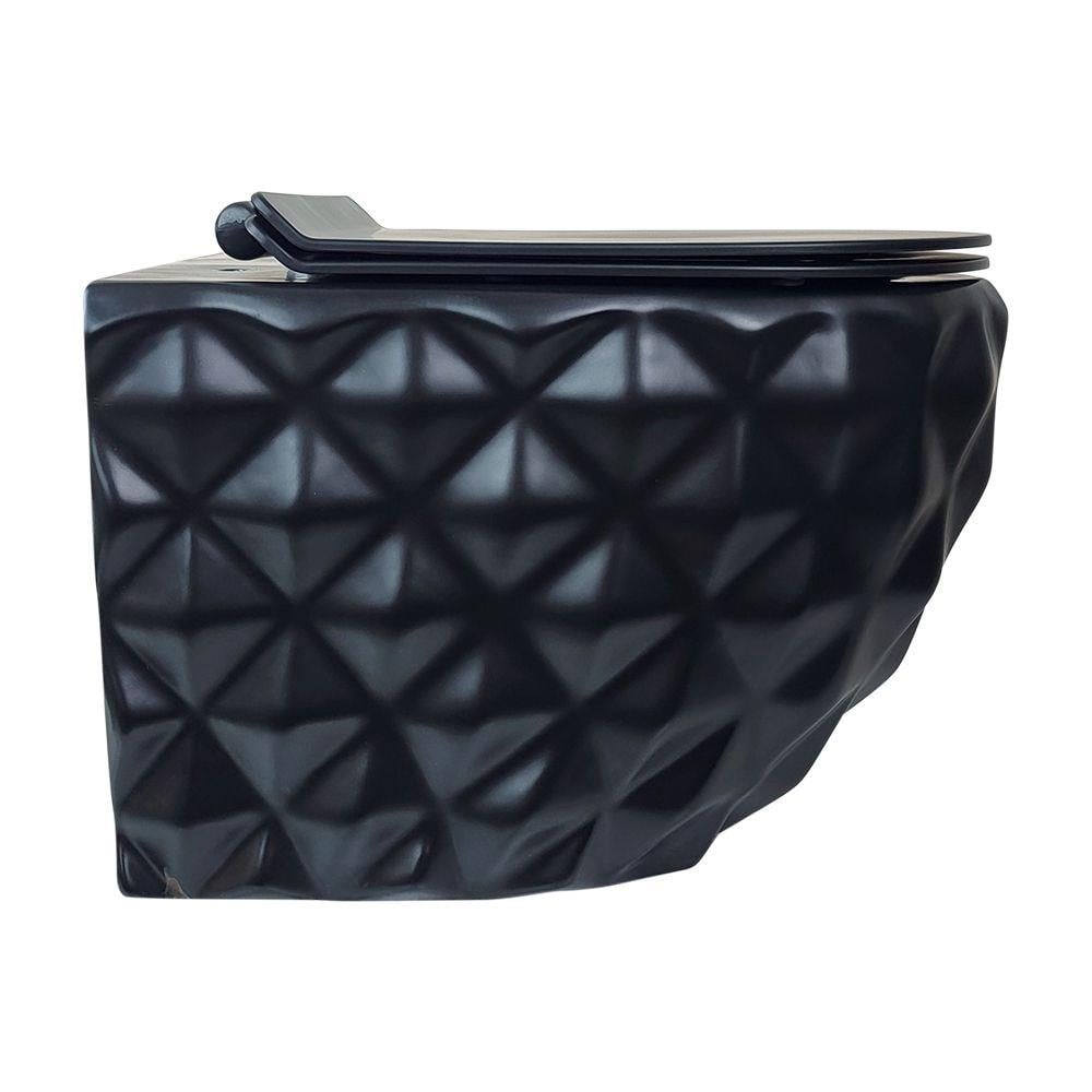 Kapıtone Mat Sıyah Kanalsız Klozet+Soft Kapak Wh-814+Cs-25 WH-814+CS-25