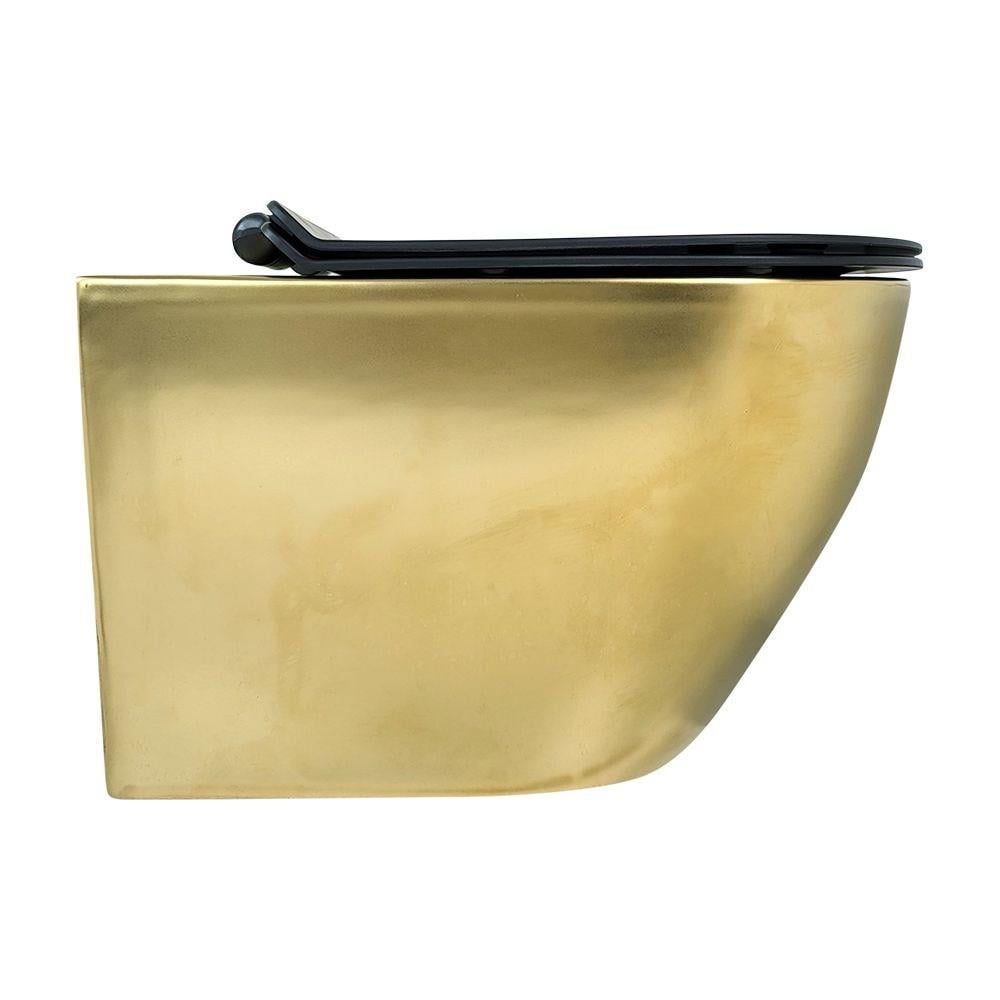 Fıore Mat Gold Kanalsız Asma Klozet+Soft Kapa Wh-818+Cs-22 WH-818+CS-22