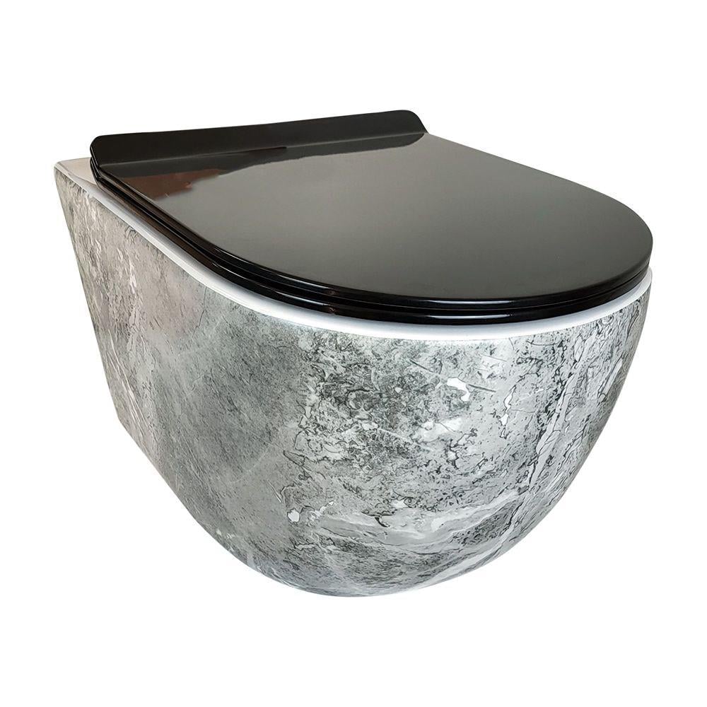 Bıga Antrasıt Kanalsız Asma Klozet+Soft Kapak Wh-828+Cs-22 WH-828+CS-22