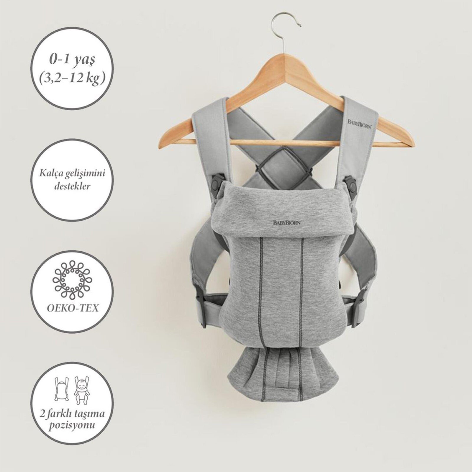 Babybjörn Kanguru Mini 3D Jersey Light Grey