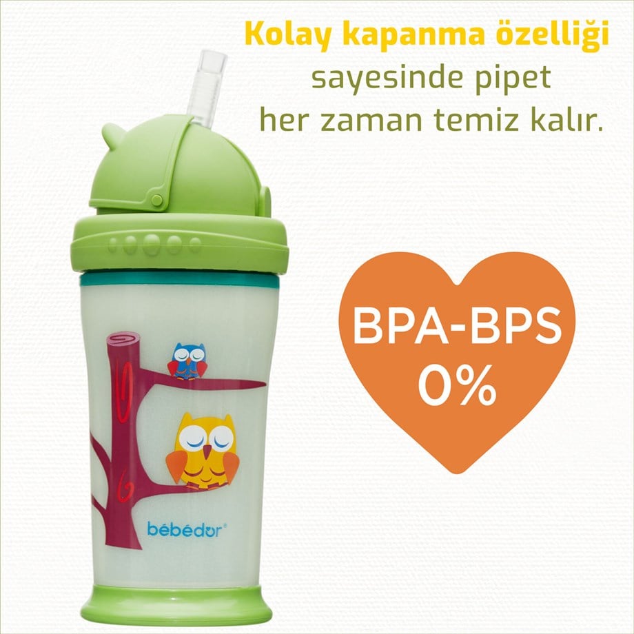 Bebedor Karanlıkta Parlayan Pipetli Bardak 240ml