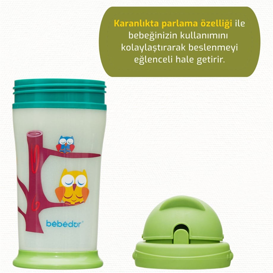 Bebedor Karanlıkta Parlayan Pipetli Bardak 240ml