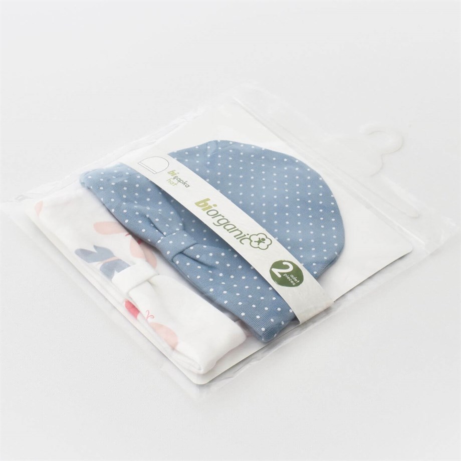 Bibaby Organik Şapka 2Li Wild Flowers Spring Blue
