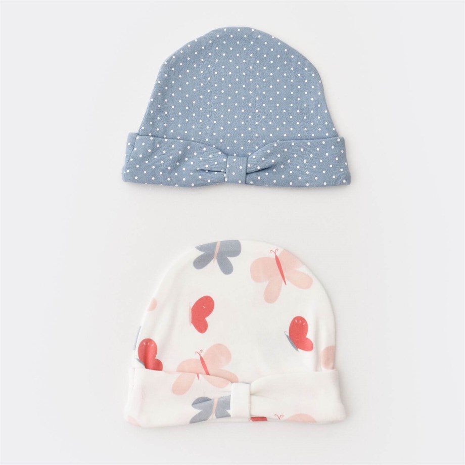 Bibaby Organik Şapka 2Li Wild Flowers Spring Blue
