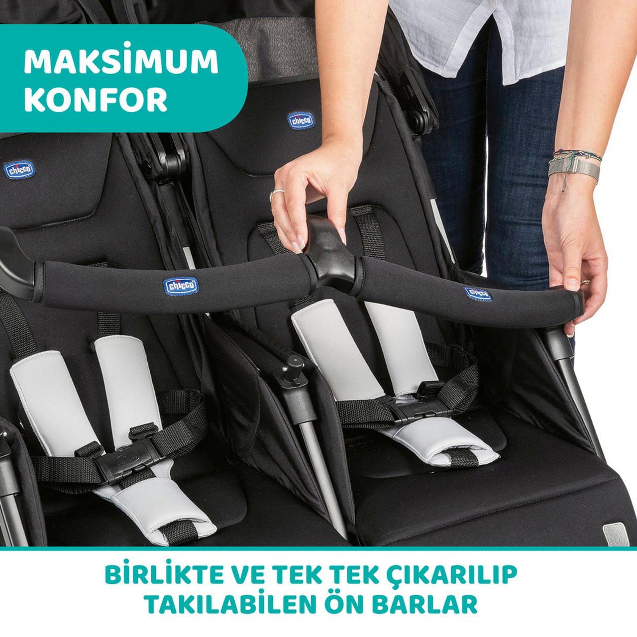 Chicco Ohlala İkiz Bebek Arabası Silver Cat