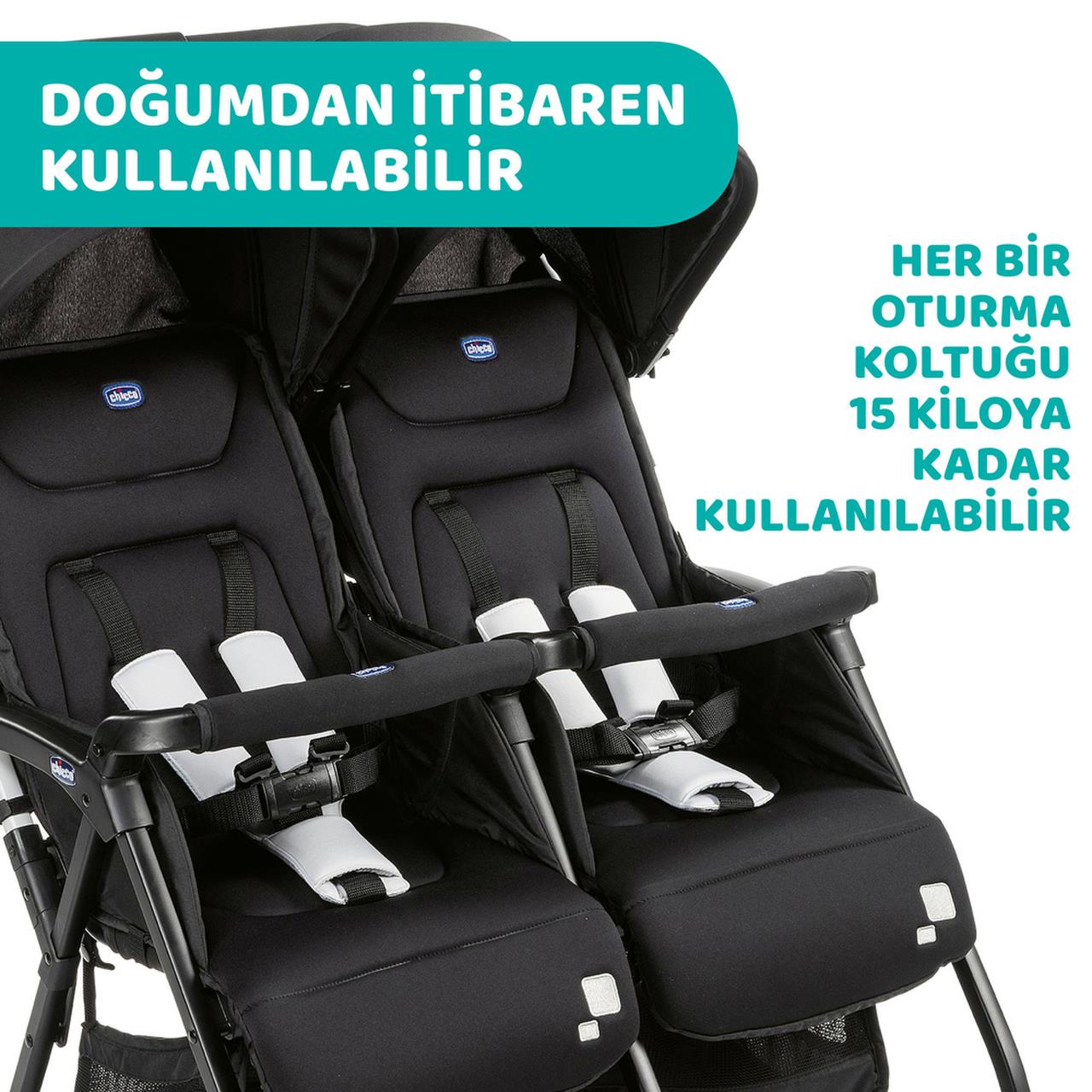 Chicco Ohlala İkiz Bebek Arabası Silver Cat