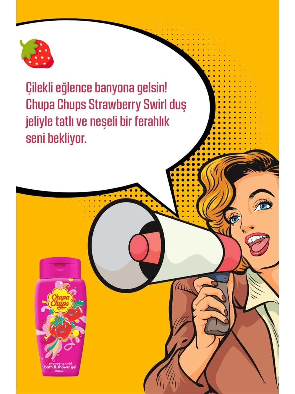 Chupa Chups Duş Jeli 300ml Çilek Kokulu