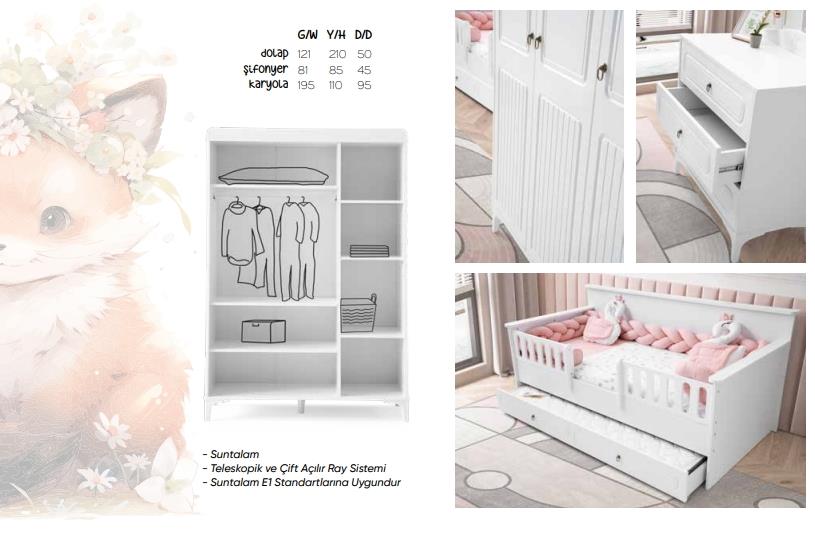 Fantastik Rose 3 Kapılı Bebek-Çocuk Odası