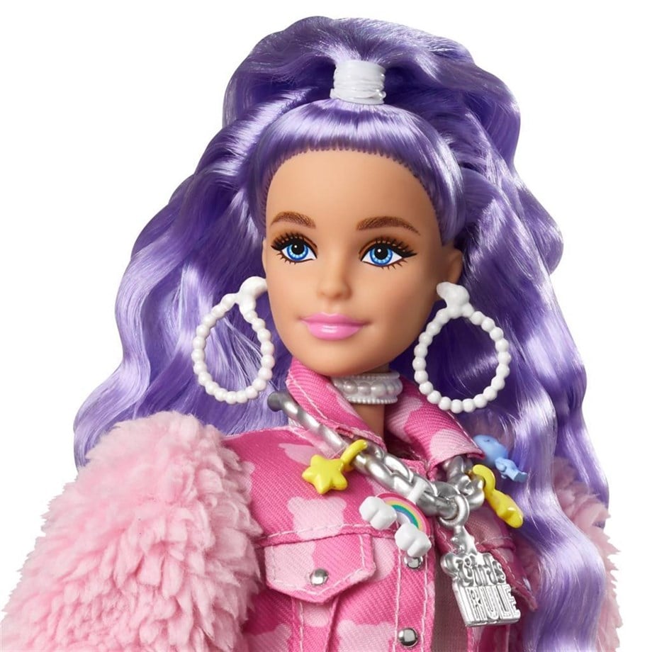 Mattel Barbie Extra Mor Saçlı Bebek