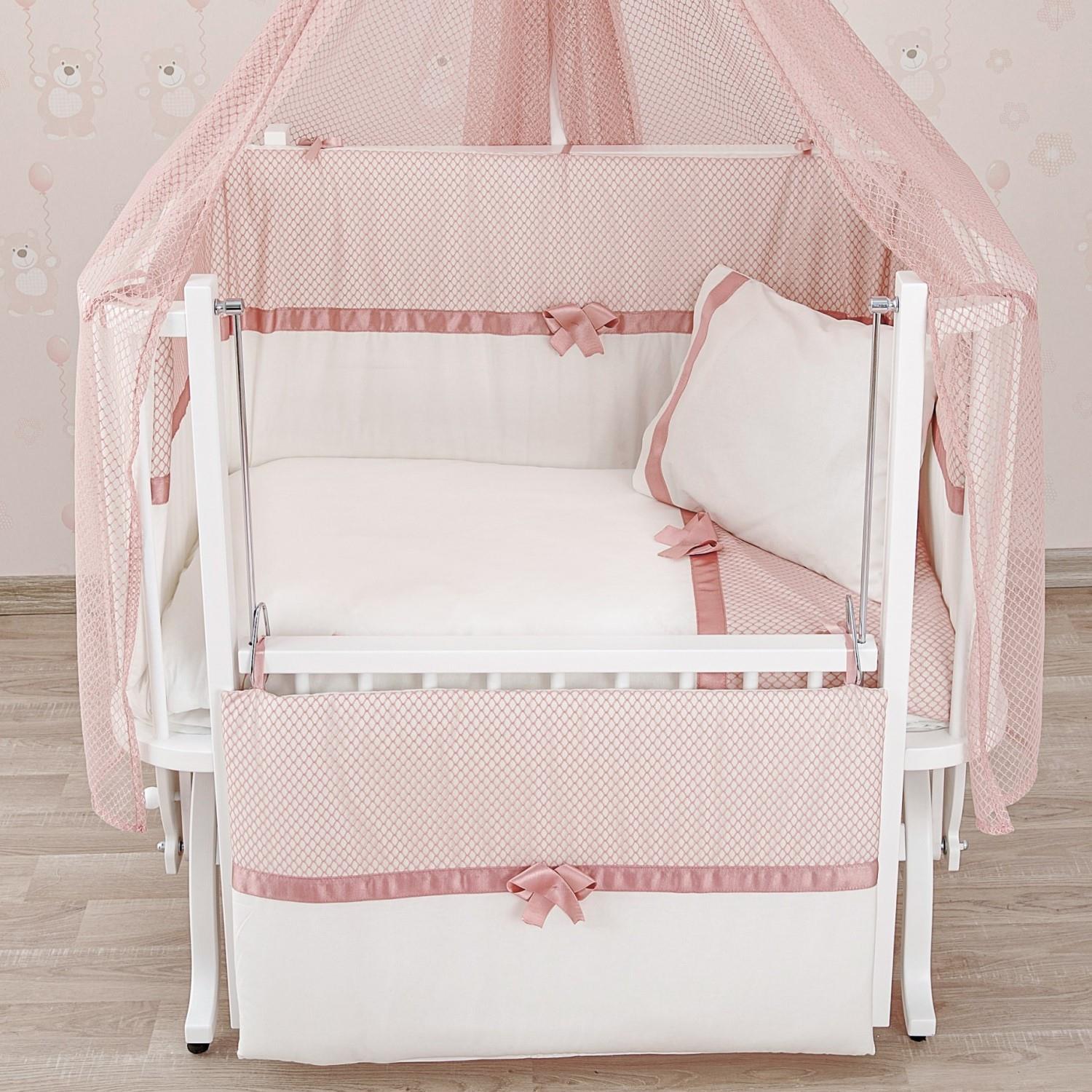 Meltem Mood Sallanır Ahşap Anne Yanı Beşik - 50x90 cm (beyaz-pembe)