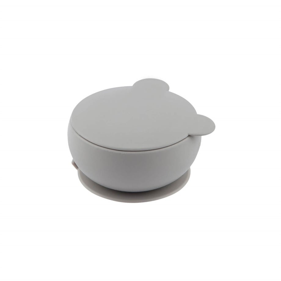OiOi Silikon Kapaklı Kase Vakum Tabanlı Powder Grey