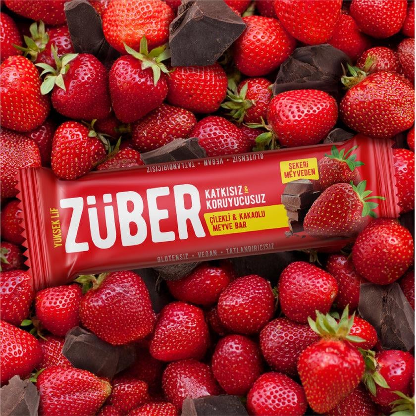 ZÜBER Çilekli Kakaolu Meyve Bar 40g