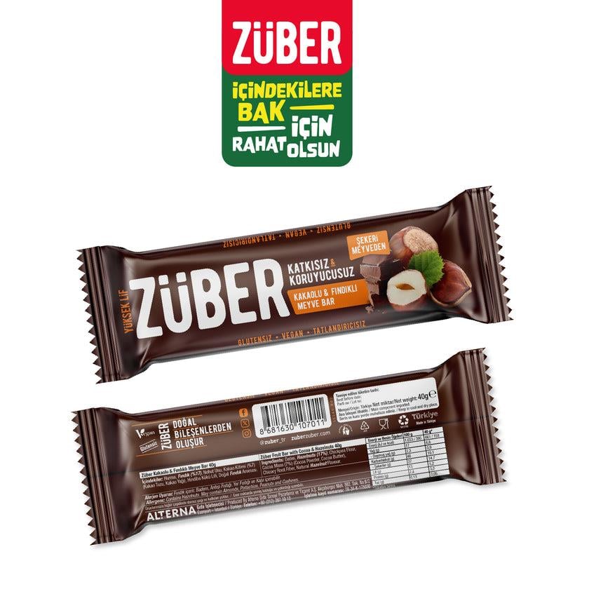 ZÜBER Fındık ve Kakaolu Meyve Bar 40g