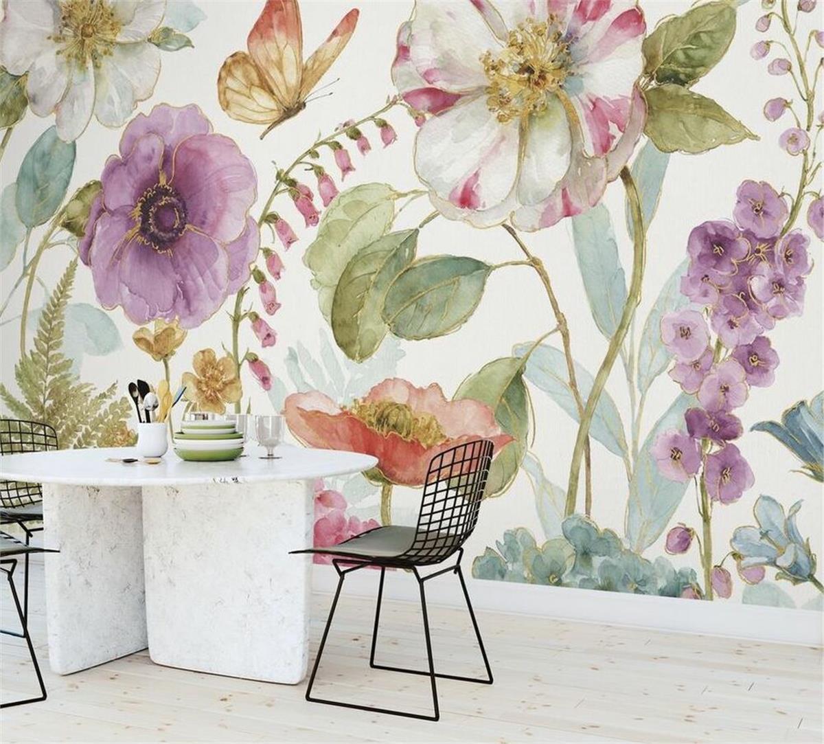 Retro ÇiçekRetro Çiçek Duvar Kağıdı