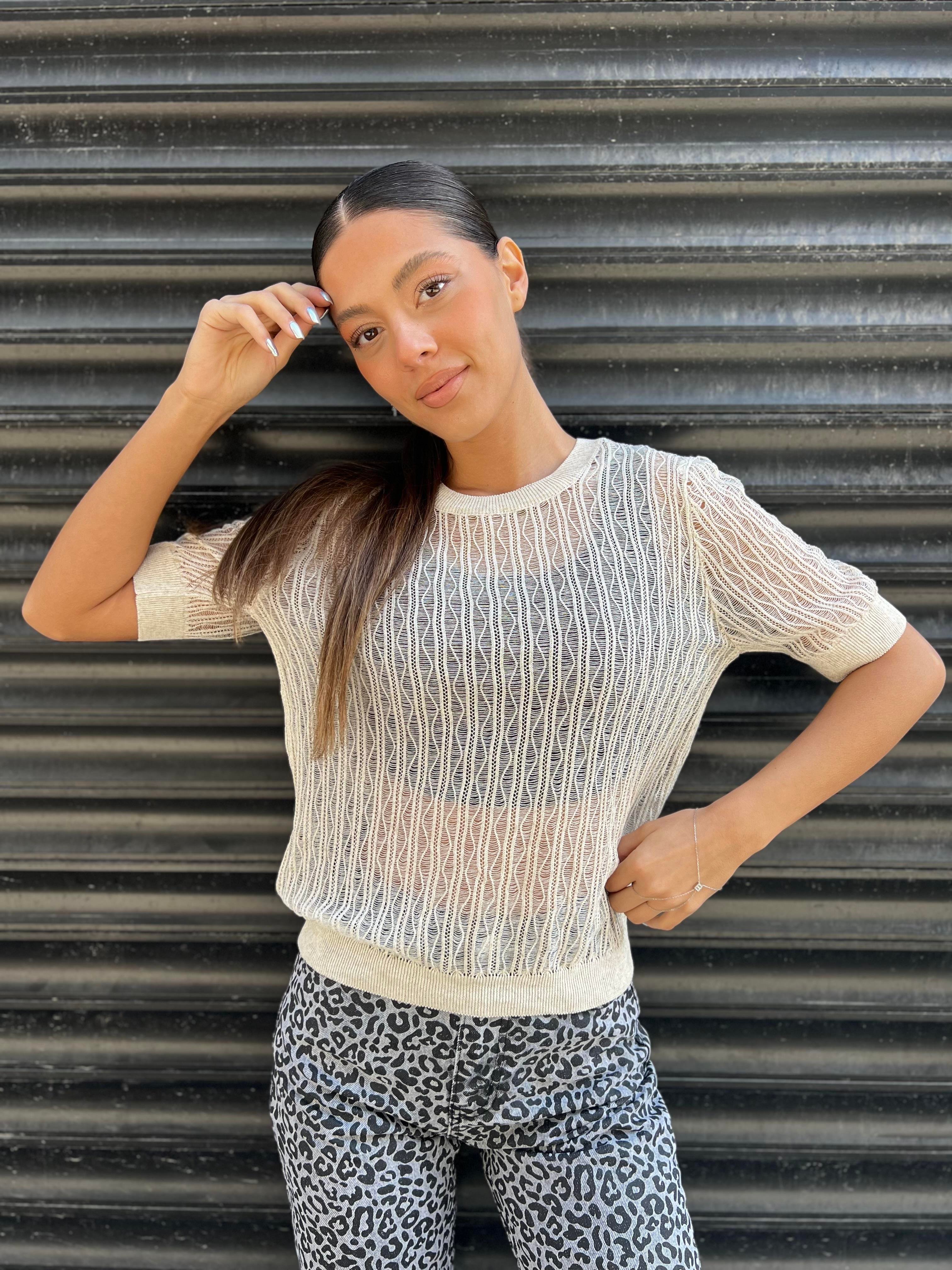 Dlv.Kısa Kollu Bluz-Ekru 