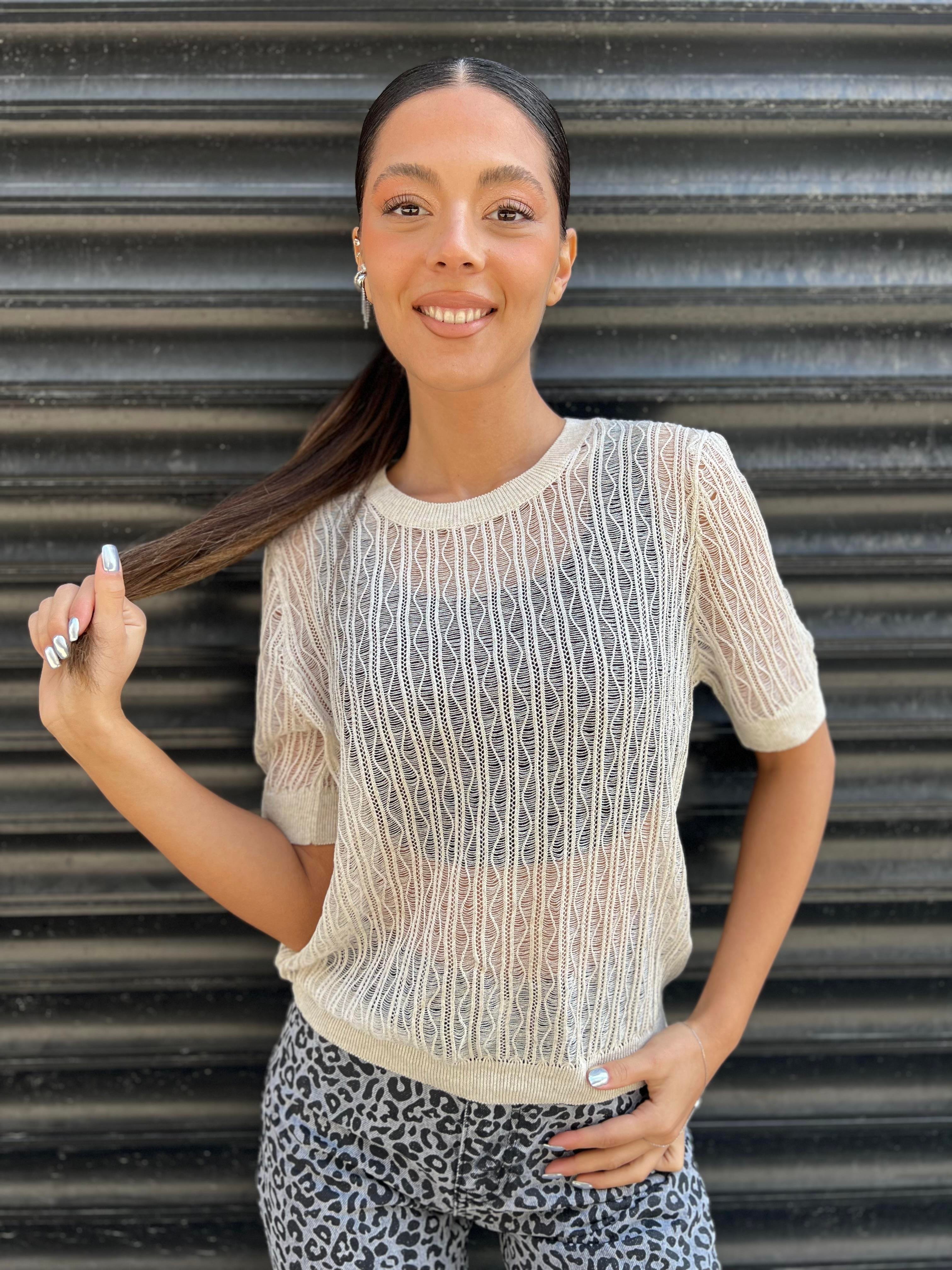 Dlv.Kısa Kollu Bluz-Ekru 