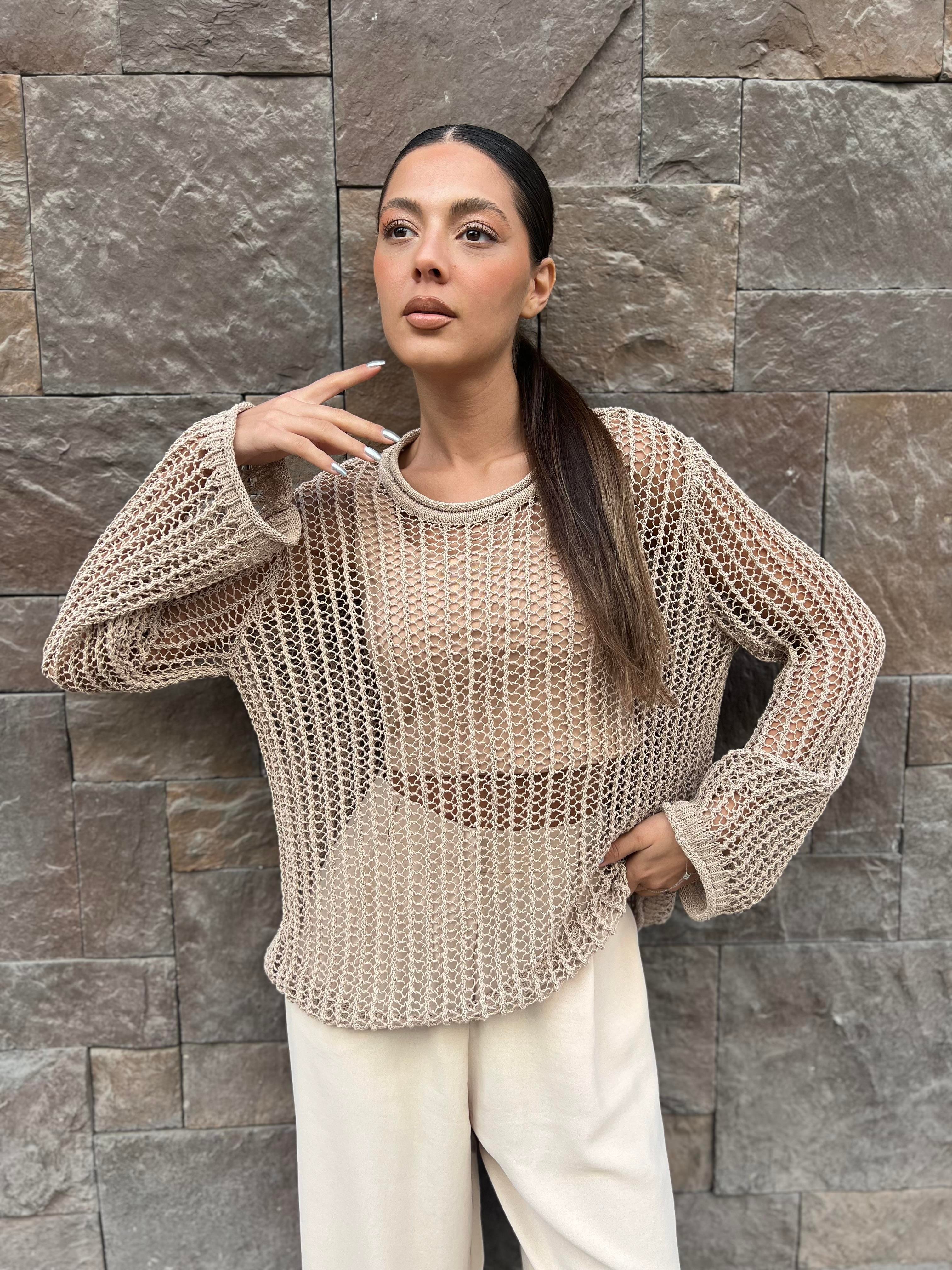 Dlvn Ajurlu Bluz-Bej