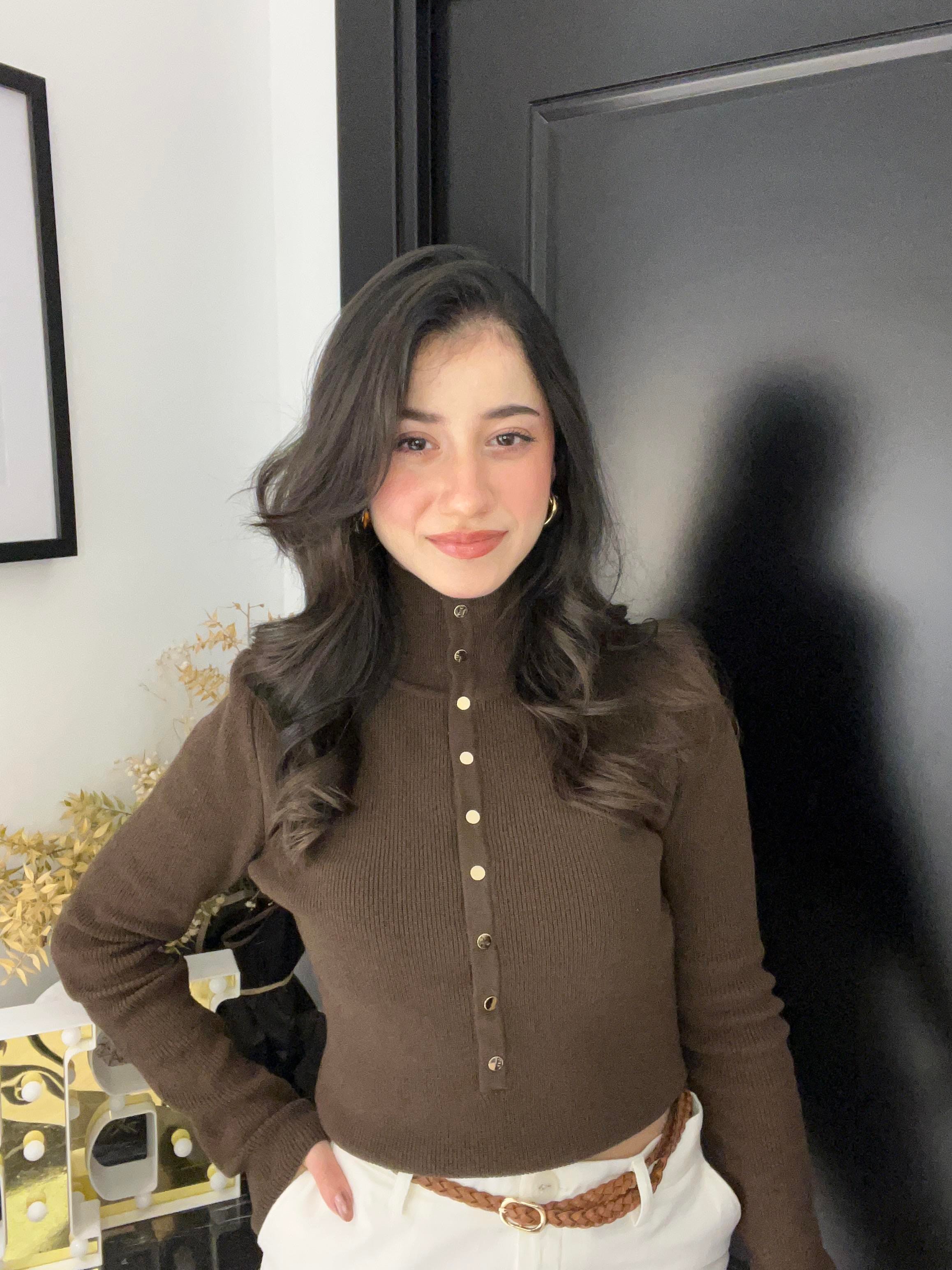 Dlvn Düğmeli Triko-Kahve