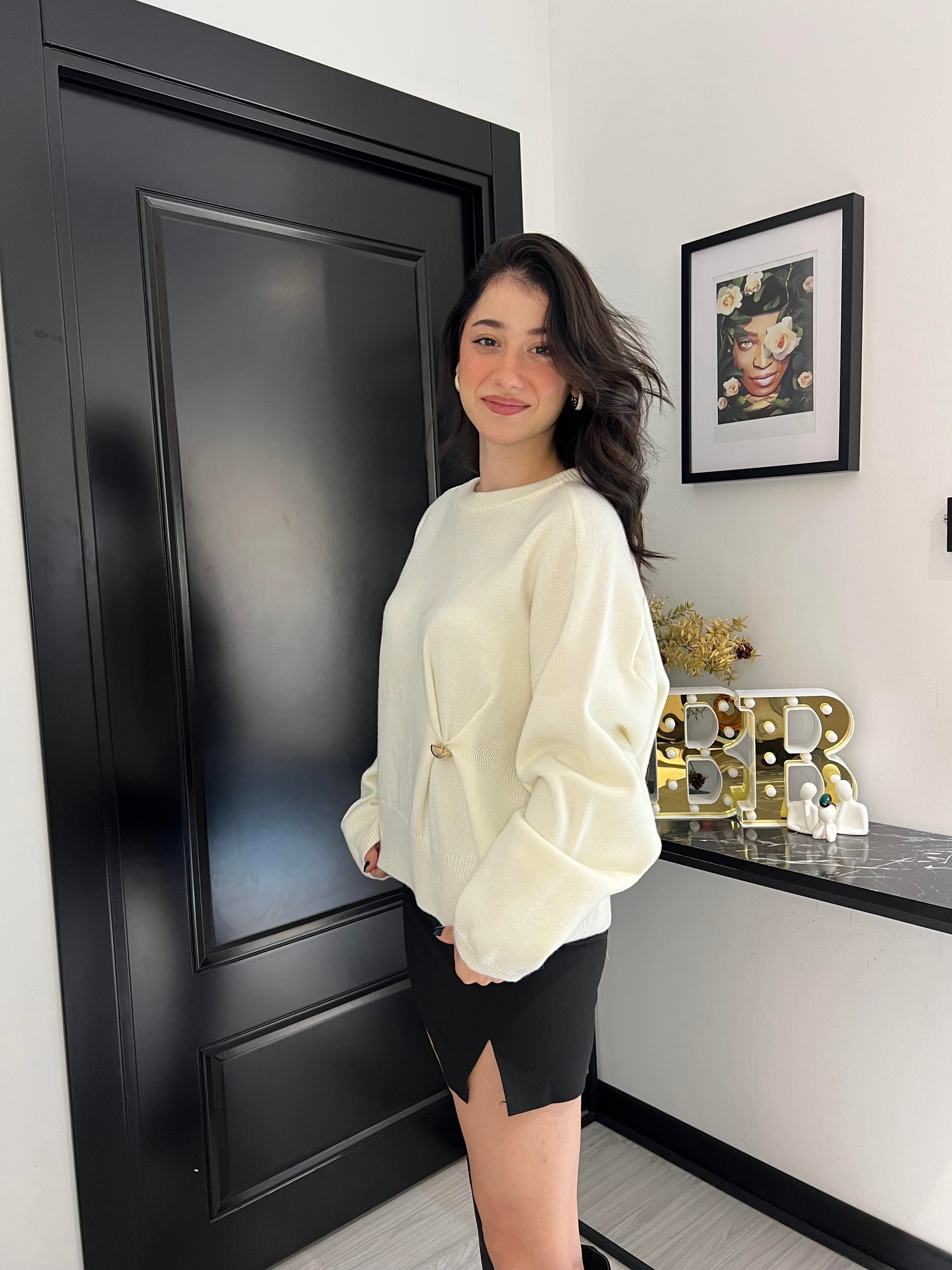 Dlvn Ön Düğme Det.Kazak-Ekru