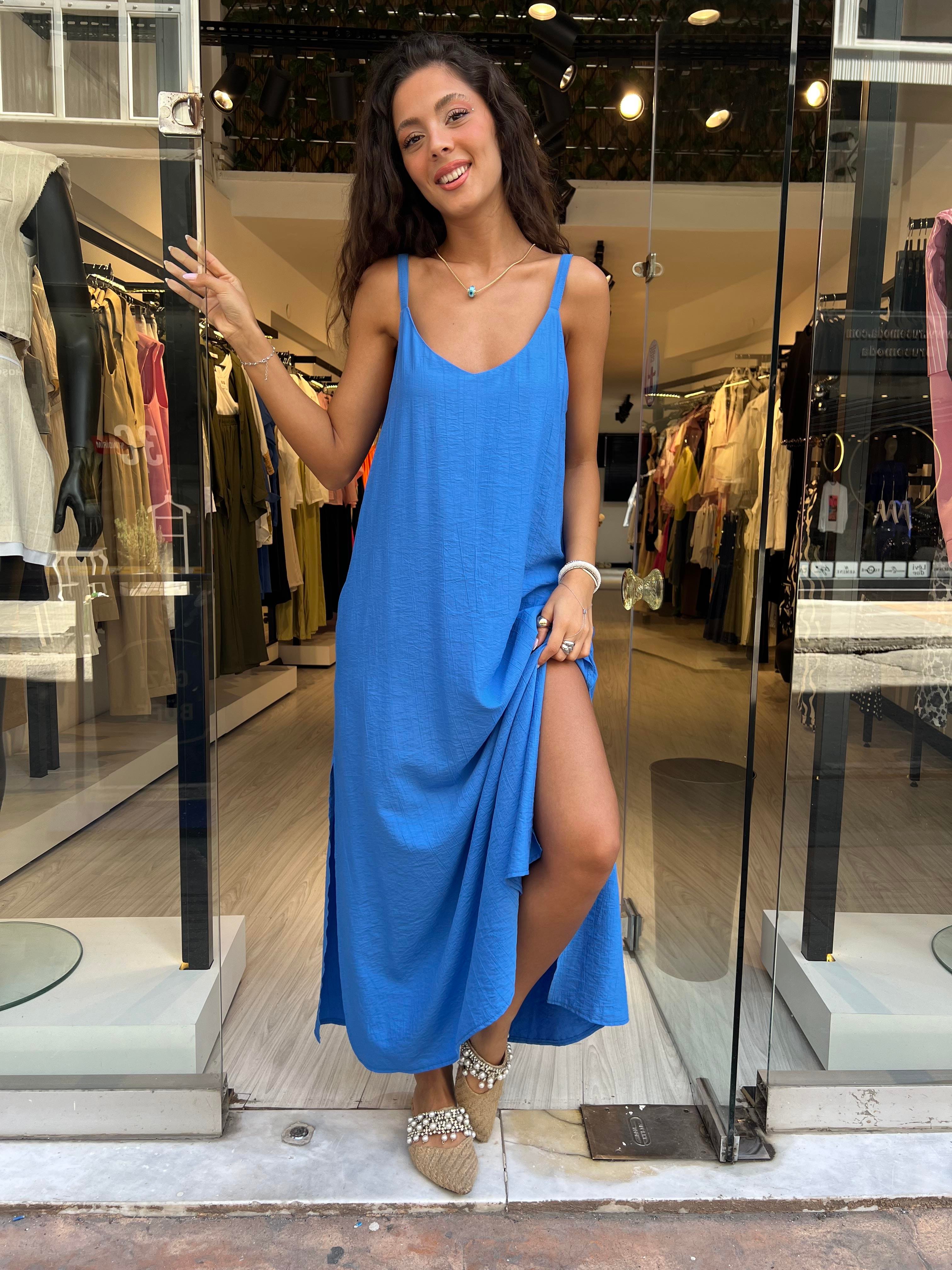 Q.Askılı Elbise-Mavi