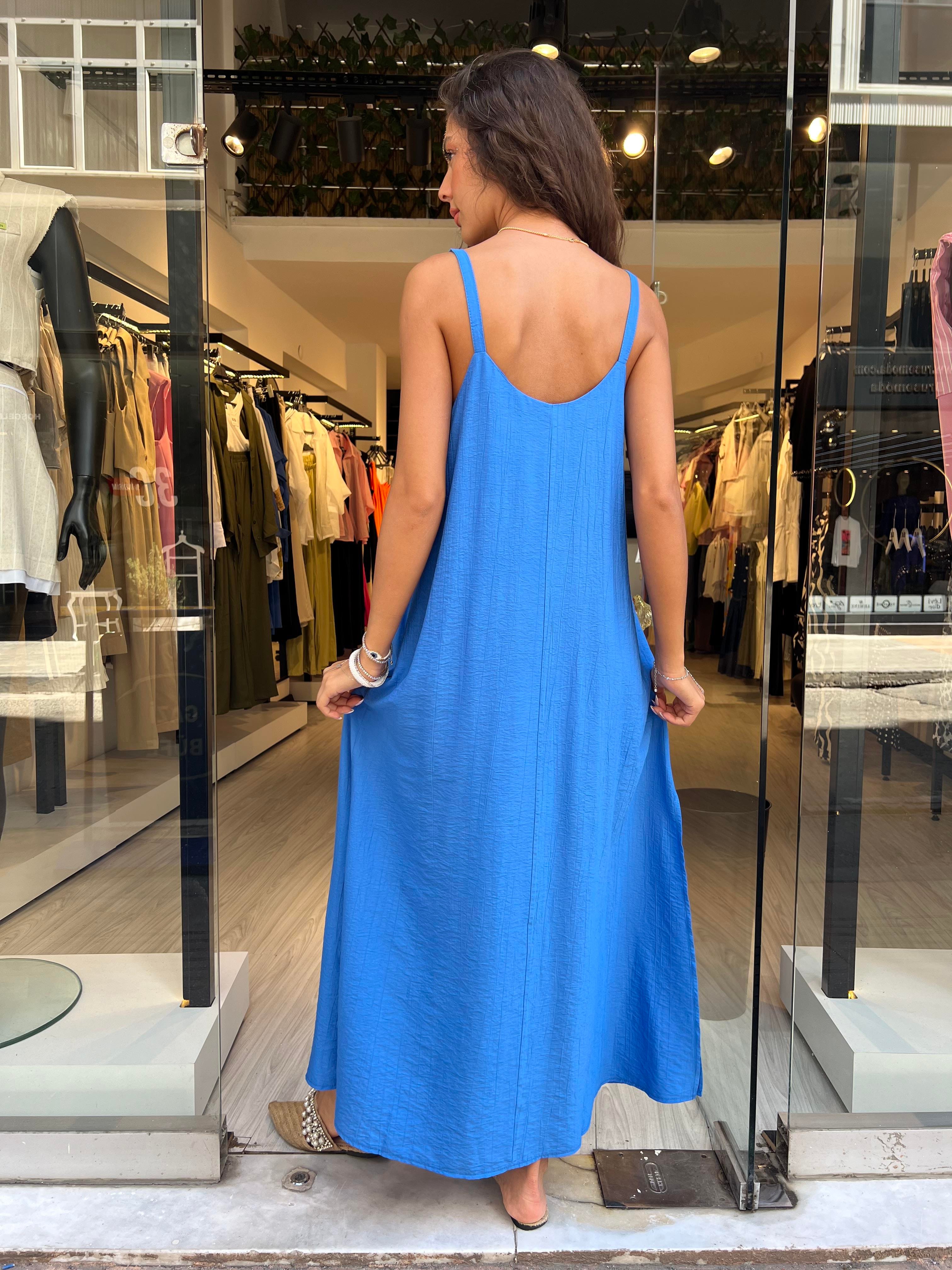 Q.Askılı Elbise-Mavi