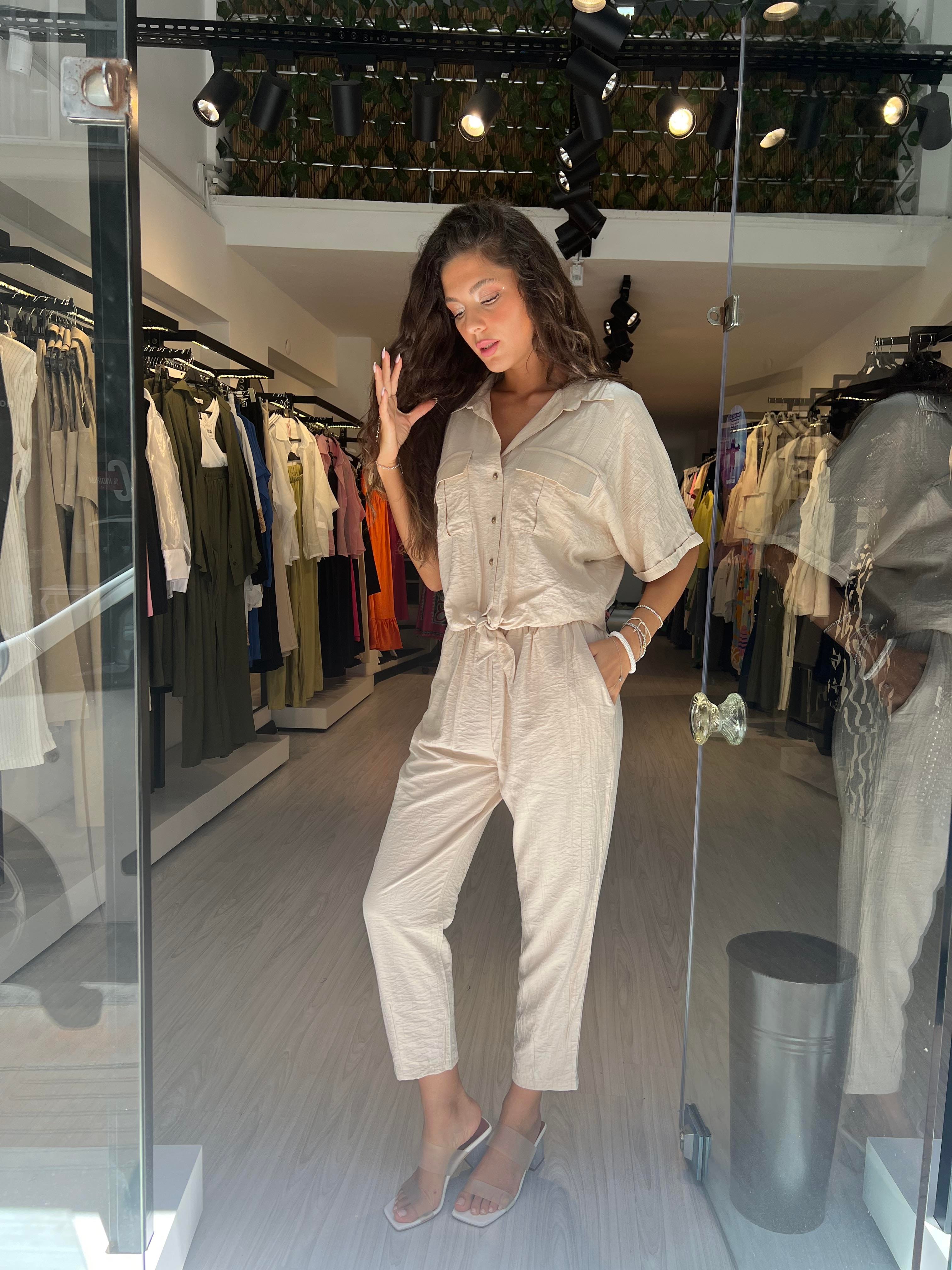 Q.Bağlamalı Gömlekli Takım-Taş