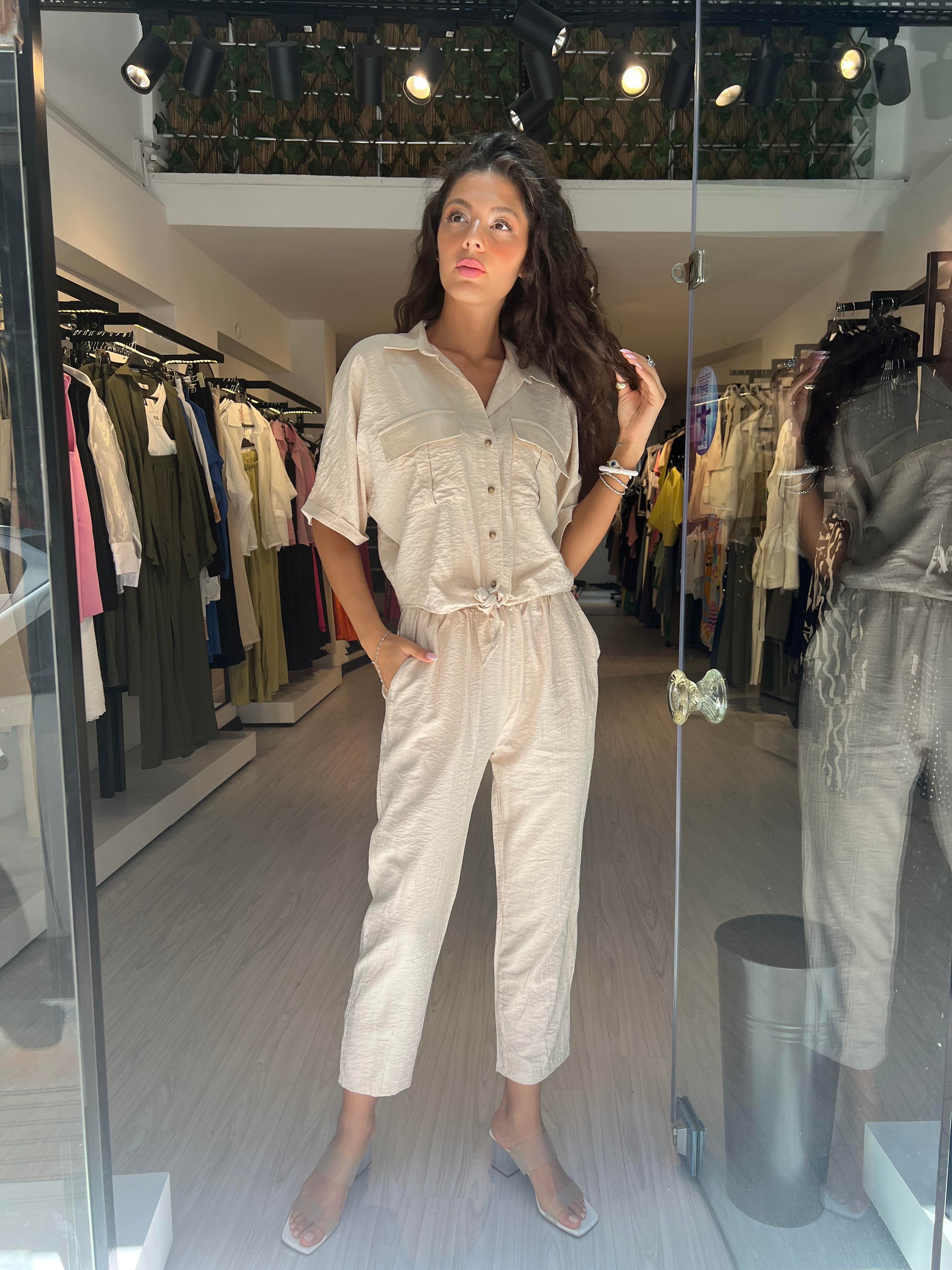 Q.Bağlamalı Gömlekli Takım-Taş