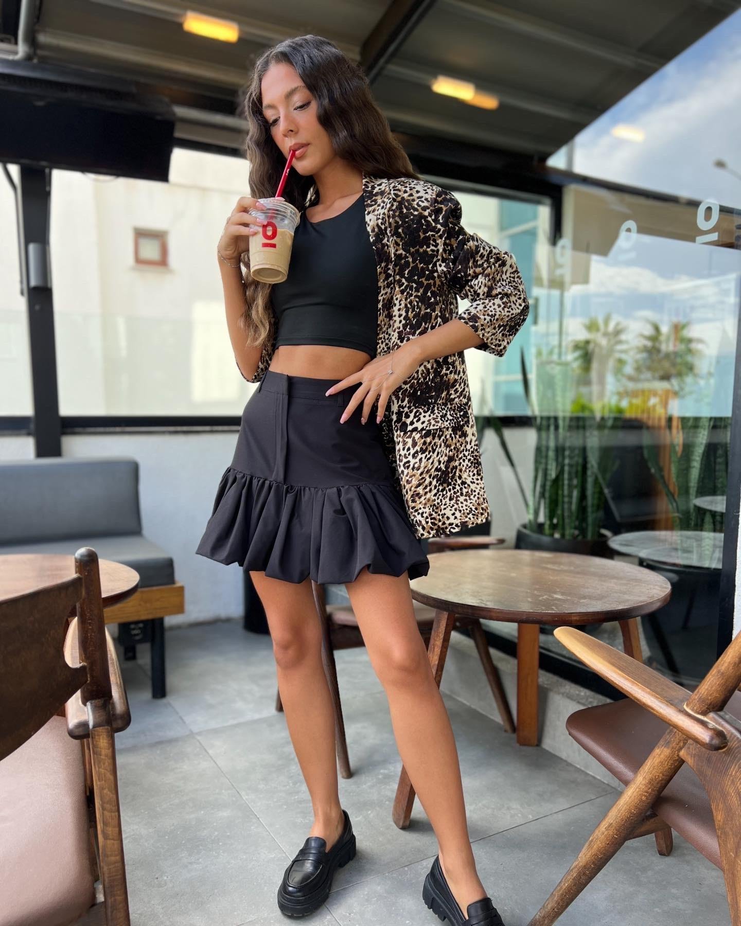 Q.Leopar Ceket-leopar Kahve