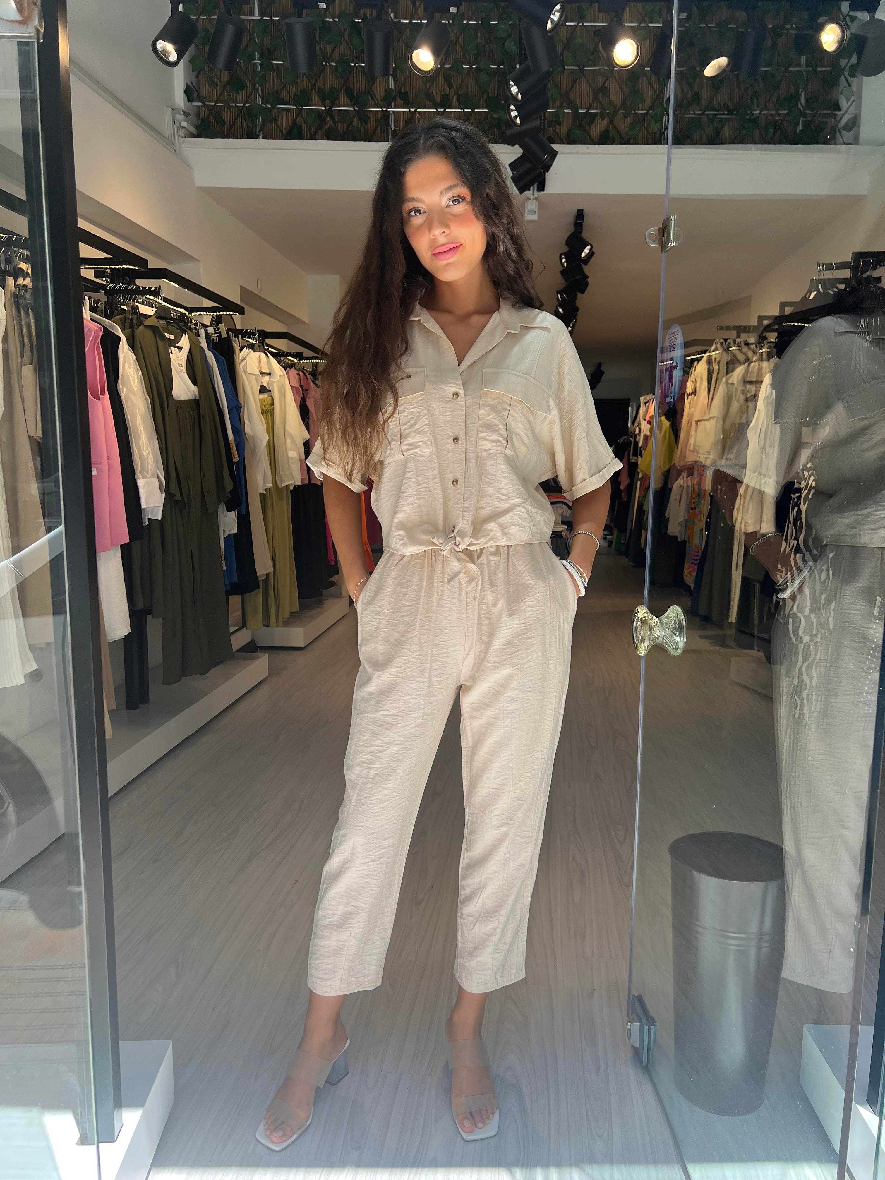 Q.Bağlamalı Gömlekli Takım-Taş