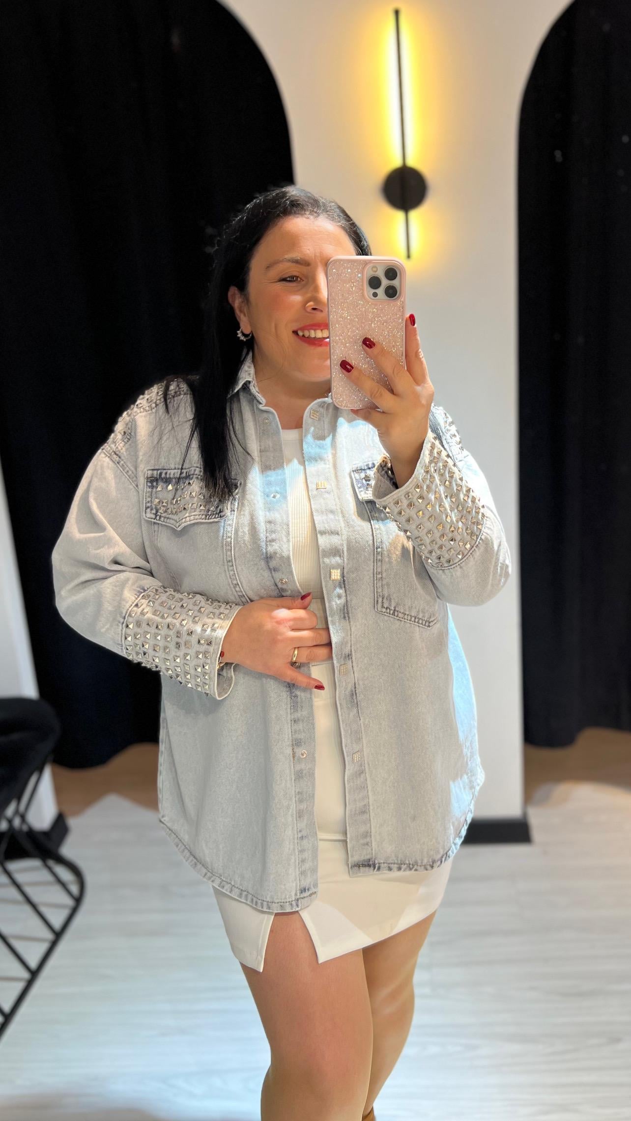 Shz.Zımba Detaylı Gömlek Ceket-Mavi